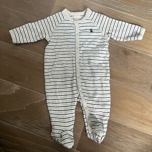 Polo Ralph Lauren Navy and White Striped Footie